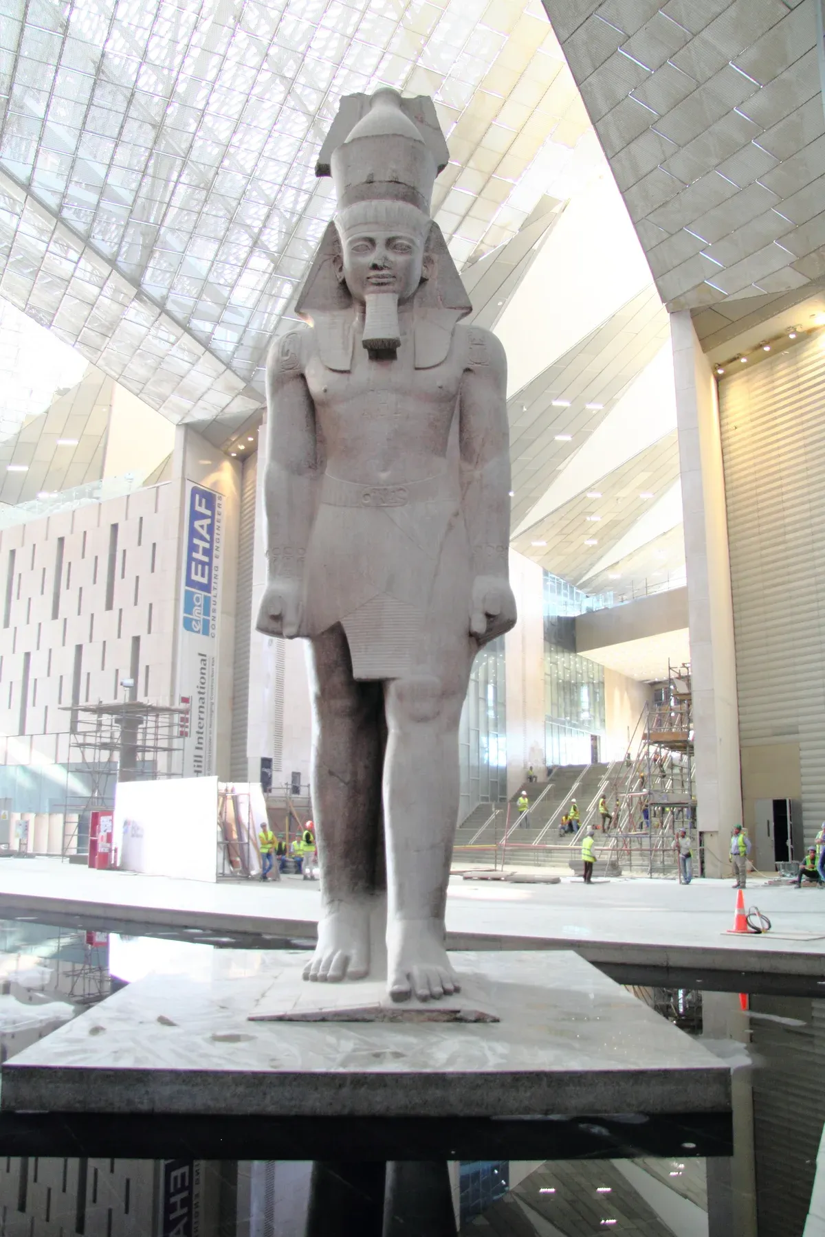 The colossal statue of Ramesses II in the Grand Egyptian Museum atrium on a luxury Egypt tour